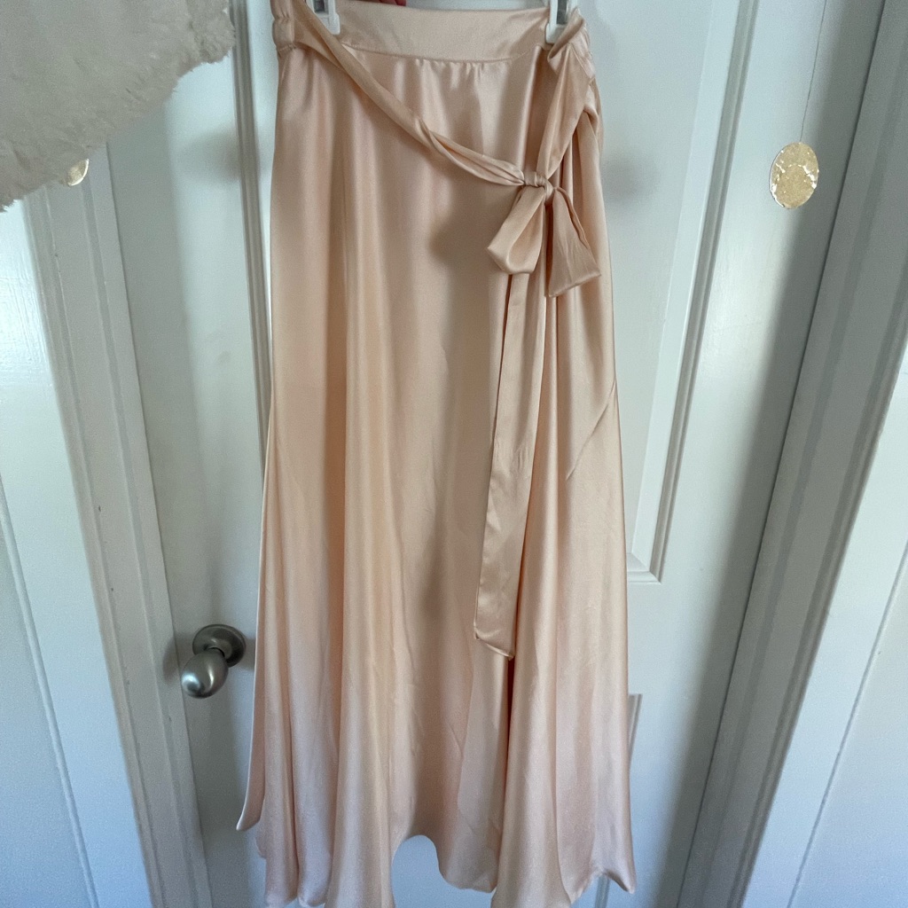Satin Light Pink Maxi Skirt